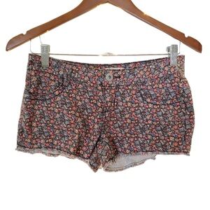 Mudd Jean Floral Shorts, Multicolor Green Red Pink Blue Yellow, Size 11